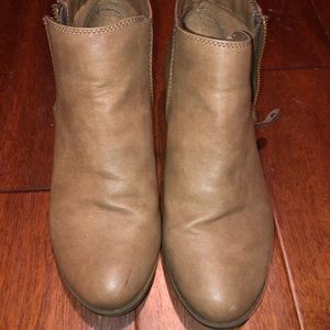 Fake leather ankle booties.